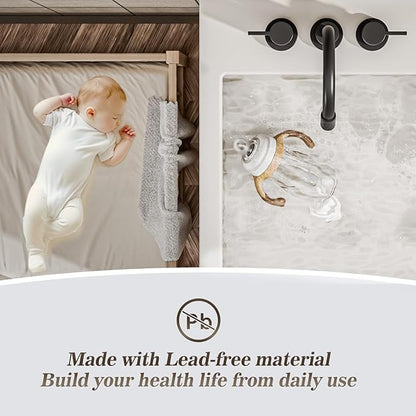 Phiestina Pull Out Sprayer Matte Black 8 Inch Bathroom Sink Faucet, Widespread 2 Handles 3 Hole Pull Down Bathroom Faucet, with Pop Up Drain and Water Supply Line, BF04022-K01-MB