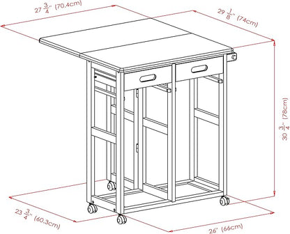 Winsome Suzanne Kitchen Table Set with Stools, 33" in Coffee, Convenient Sturdy Mobile Kitchen & Dining Room Table & Chairs with Storage for Small Spaces, Dorms, Apartments