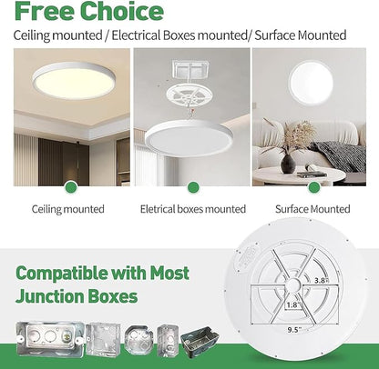 15.8 Inch Dimmable LED Flush Mount Ceiling Light, 32W, 3480LM, 3000K/3700K/4000K/5000K/6000K, Round Flat Panel Low Profile Ceiling Light Fitures for Hallway, Kitchen, Bedroom, 1PK White