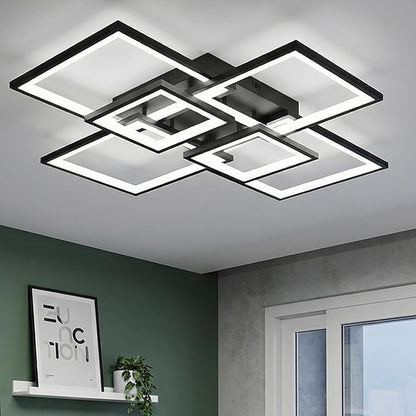 EIDISUNY Modern LED Ceiling Light, Square LED Flush Mount Ceiling Light, Dimmable Kitchen Light Fixtures with Remote&APP, Close to Ceiling Lighting Fixture for Dining Room Kitchen Living Room Bedroom