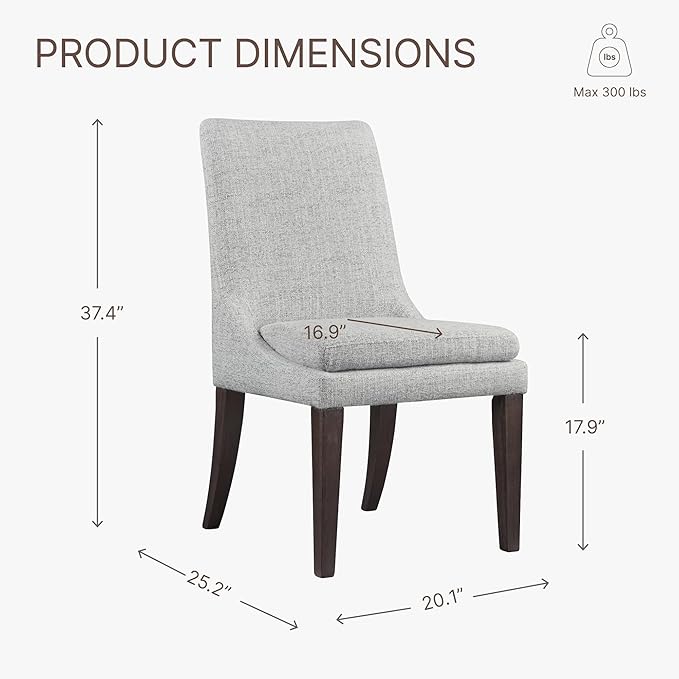 KISLOT Upholstered Dining Chairs Modern Sidechair Performance Fabric High Back Armlesschair for Diningroom Kitchen,Light Grey,Set of 2(1 Box)