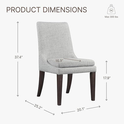 KISLOT Upholstered Dining Chairs Modern Sidechair Performance Fabric High Back Armlesschair for Diningroom Kitchen,Light Grey,Set of 4(2 Box)