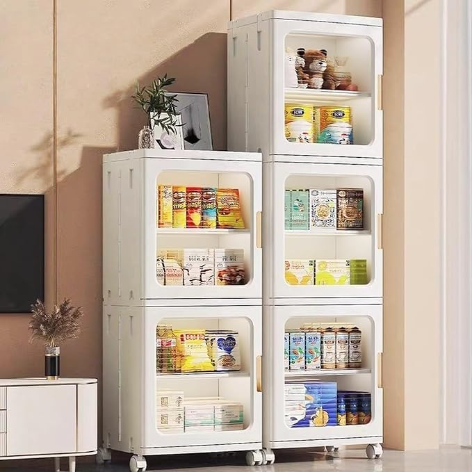 2 Layer Bathroom Storage Cabinet with Wheels and Shelf Plastic Thin Cabinets for Narrow Spaces Small Space Saver for Bathroom Laundry Living Room Beside Toilet Organization
