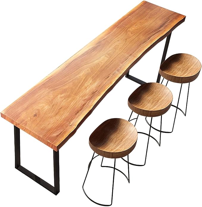 Multi-Functional Bar Height Table, Rectangular Counter Height Dining Desk, Solid Wood Bistro Table for Kitchen Island, Home Office, Window, Restaurant & Cafe
