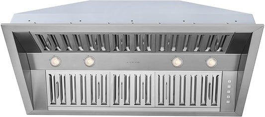 Hauslane Range Hood Insert 46 Inch Pro-Style - Stainless Steel Built-In Vent with 800 CFM Suction, Quiet Operation, LED Lights, 3-Speed Fan, 21" Deep, Ducted/Ductless Convertible for Insert Mount