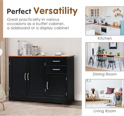 PETSITE Buffet Cabinet, Kitchen Sideboard with Storage Cabinets & Drawers, Adjustable Shelf, Modern Credenza Coffee Bar Server Console Table Cupboard for Entryway Living Dining Room