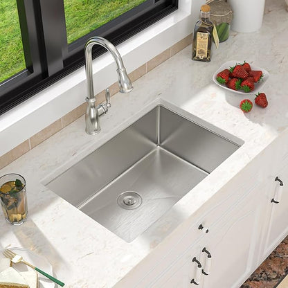 26 x 18 x 9 Inch undermount Kitchen Sink 16 Gague Stainless Steel Handmade Single Bowl Sink Large Deep Sinks,26"x18"x9"