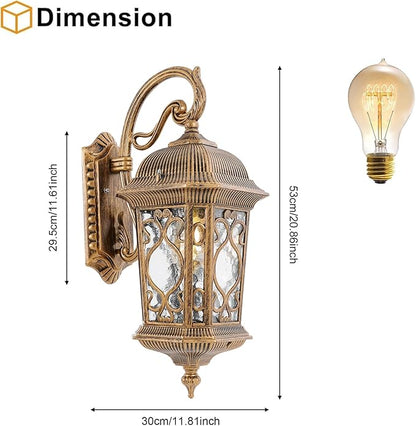 Outdoor Wall Light Fixtures, IP55 Waterproof Outside Wall Lantern Retro Exterior Wall Sconces Vintage Wall-Mounted Lights for Garage House Porch Doorway, E26 w/o Bulb