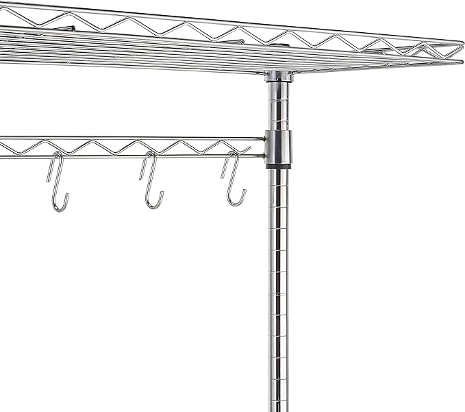 Amazon Basics Kitchen Storage Baker's Rack with Removable Wood Top, Chrome/Beige, 24"W x 59"H x 18"D