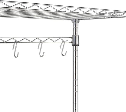 Amazon Basics Kitchen Storage Baker's Rack with Removable Wood Top, Chrome/Beige, 24"W x 59"H x 18"D
