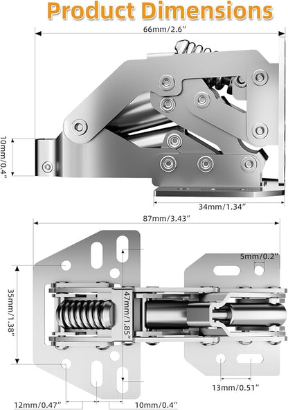 Chibery 10 Pack 90° RV Cabinet Hinges, Heavy Duty Surface Mount Soft Close Accessories, Face Frame & Frameless, Self Closing, No Pre-Drilled Cup Hole for Cabinets, Camper Van, Trailer, Vehicle-Mounted