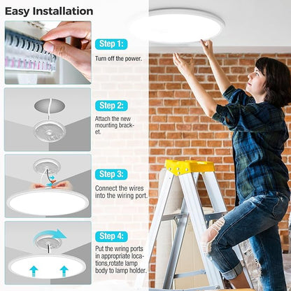 libtit 20 Inch LED Ceiling Light, 4200LM 35W Large & Bright Flush Mount Lighting Fixture, 3000K/4500K/6000K White Round Flat LED Ceiling Lamp for Bedroom Kitchen Livingroom Office