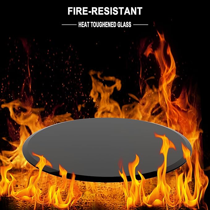 Tempered Glass Table Top Round Black Table Surface 3/8'' Thick Beveled Edge Multipurpose for Dining, Coffee, Restaurant and End Table (3/8" Thick - Beveled Edge, 28 inch-Balck)