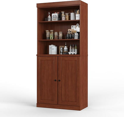 Palace Imports 100% Solid Wood Kitchen Pantry w/ 2 Wood Doors, Mocha, 32" w x 71.5" h, Renewable Eco-Friendly Pine, Made in Brazil