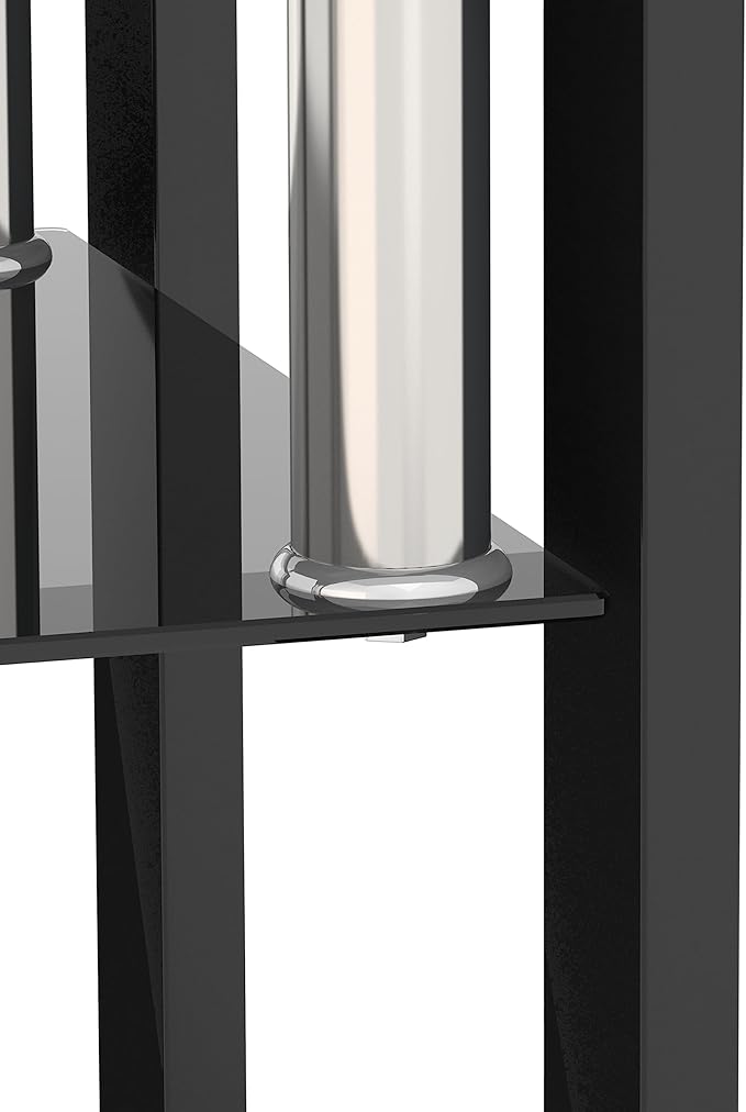 Glass End Table, Glass Side Table with Tempered Glass Top & Metal Legs, Living Room Table Modern Tea Table Side Tables 2-Layer for Living Room Bedroom