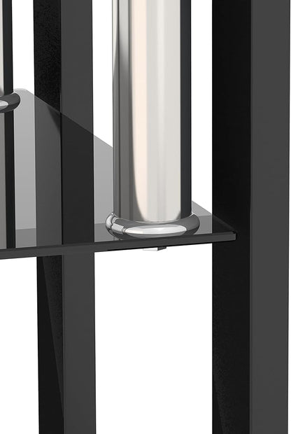 Glass End Table, Glass Side Table with Tempered Glass Top & Metal Legs, Living Room Table Modern Tea Table Side Tables 2-Layer for Living Room Bedroom