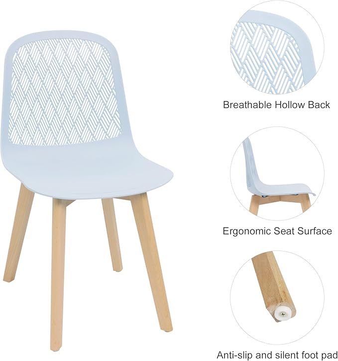KM Legend Armless Modern Chairs with Wood Legs for Living, Bedroom, Kitchen,Dining,Lounge Waiting Room, Restaurants, Cafes, Set of 2…