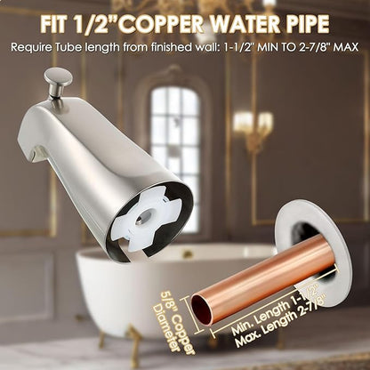 Enhon Slip on Tub Spout with Diverter, Compatible with American Standard 8888026.002 Tub Spout, Bathroom Bathtub Faucet, Fits 1/2 Copper Water Tube(5/8 Dia), 5/32 Hex Wrench(Brushed Nickel,2)