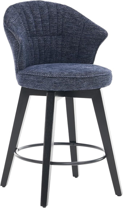 Wing Back Swivel Bar Stools Set of 2-25" Counter Height Adjustable Stools Chenille Upholstery, Leveling Feet for Kitchen Island, Home Pub or Dining Room