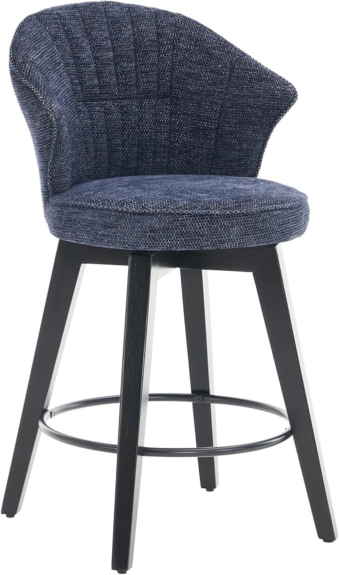 Wing Back Swivel Bar Stools Set of 2-25" Counter Height Adjustable Stools Chenille Upholstery, Leveling Feet for Kitchen Island, Home Pub or Dining Room,for Living Room