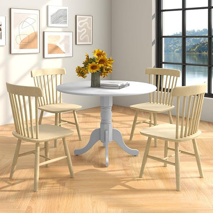 Giantex 39-Inches Round Dining Table for 4, Rubber Wood Kitchen Table for Dinette Dining Room, Living Room, Restaurant, Dinner, 220 Lbs Capacity (White)
