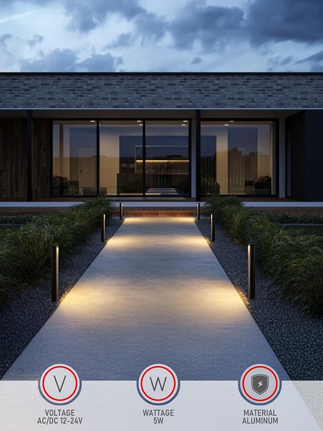 LEONLITE 5CCT Low Voltage Landscape Lights, 5W Anti-Glare LED Pathway Lights, Die-Casted Aluminum Housing, IP65 Waterproof for Outdoor Path Sidewalk Walkway, 1800K-5000K, ETL, Pack of 6
