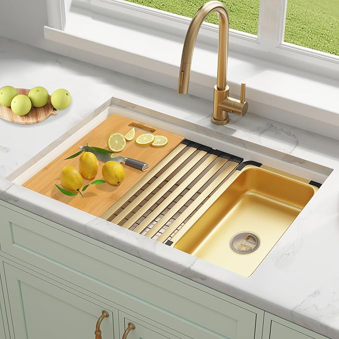 White Undermount Kitchen Sink 30 X 18 inch,Granite Composite Kitchen Sink Undermount/Drop In,Large Single Bowl Workstation Kitchen Sinks (White, 30" X 18")
