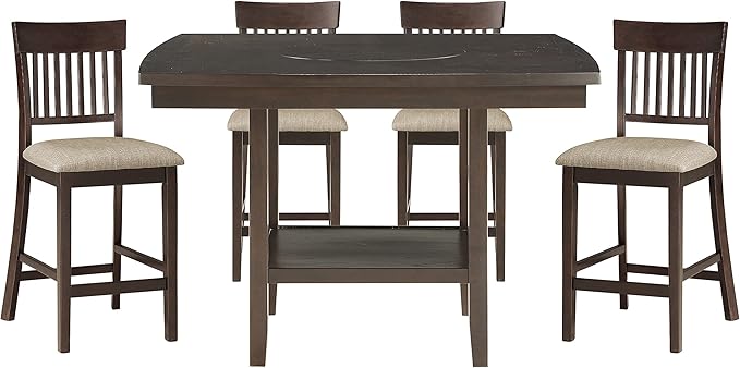Lexicon Baronscourt 5-Piece Counter Height Dining Set (Slat Back), Dark Brown