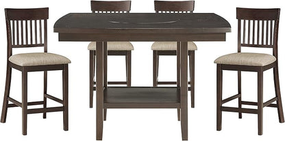Lexicon Baronscourt 5-Piece Counter Height Dining Set (Slat Back), Dark Brown
