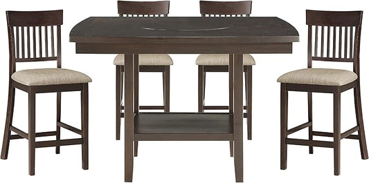 Lexicon Baronscourt 5-Piece Counter Height Dining Set (Slat Back), Dark Brown