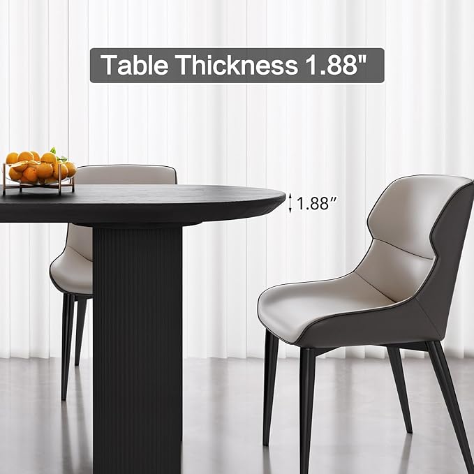 Modern Dining Table Set, 55" Black Table with 4 Chairs, Kitchen & Dining Room
