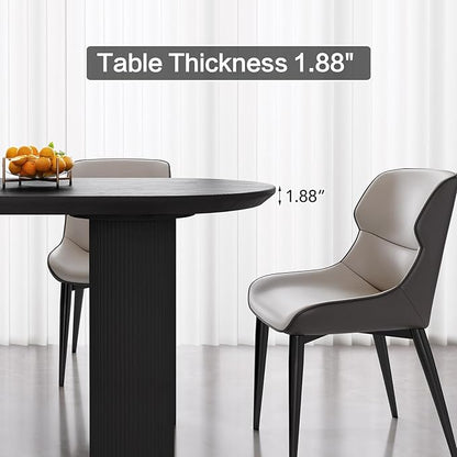 Guyii 55.11" Dining Table Set with 6 Chairs, Modern Kitchen Table Set, Indoor Dining Table for Kitchen, Bar, Living Room, Breakfast Nook, Small Space, Black