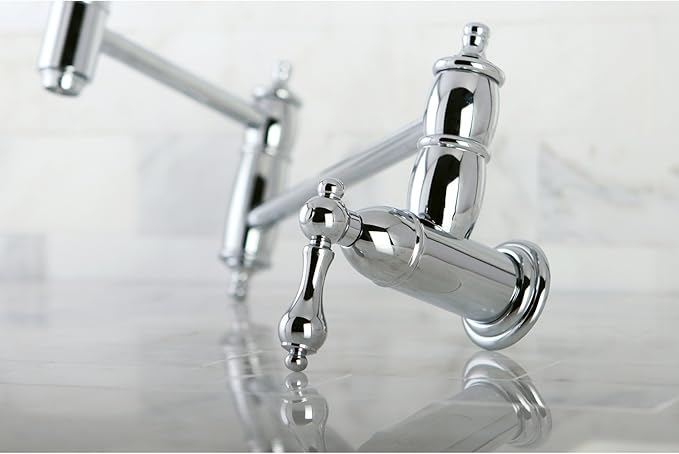 Kingston Brass KS3101AL Pot Filler, Metal Lever Handle, Polished Chrome,8-1/8-Inch Spout Height