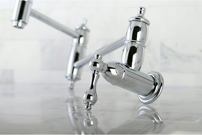 Kingston Brass KS3101AL Pot Filler, Metal Lever Handle, Polished Chrome,8-1/8-Inch Spout Height