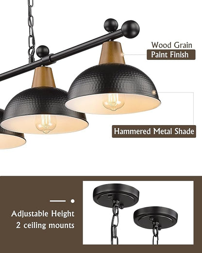 FEMILA 4-Light Pool Table Lights for 7ft/8ft Table, 48" Modern Billiard Llight Kitchen Island Light, Hanging Pool Table Lamp for Game Room,Kitchen, Bar, Coffee Shop, 4FG60-4LP BK
