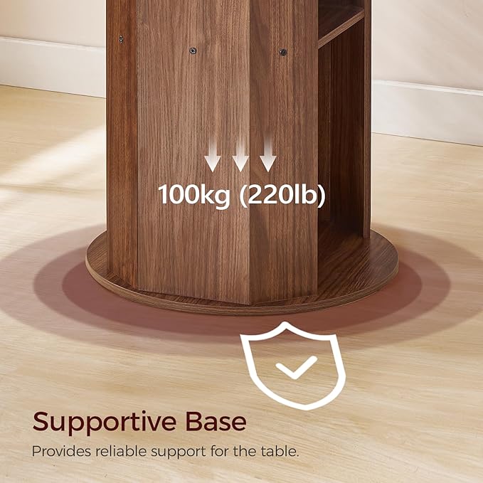 MAHANCRIS 31.5" Round Dining Table with Storage Shelf for 2-3, Circle Kitchen Dinner Table with Thick Tabletop, for Small Spaces, Circle Nook Table for Kitchen & Dining Room, Walnut DTWA8501