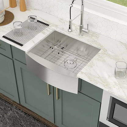 Logmey 24 Inch Farmhouse Sink 24x20 Apron Front Stainless Steel Farn Sinks 16 Gauge Single Bowl Kitchen Sink 24x20x9