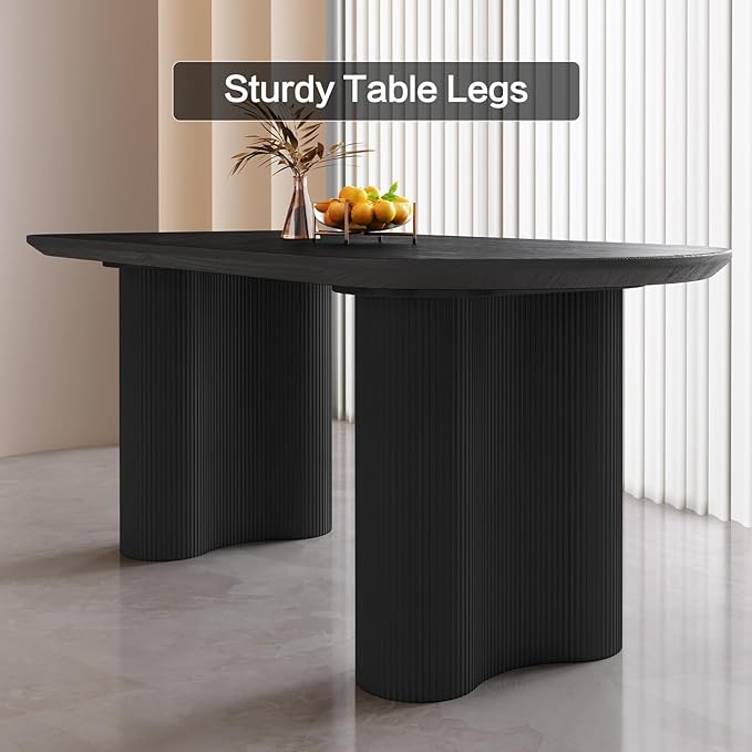 Dining Table Set for 6, Modern Kitchen Table with 6 Chairs, Dining Room Table Set for Kitchen,Dining Room,Home & Office (62.99" Black Table with 6 Chairs)