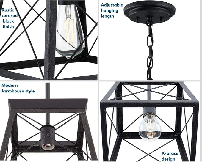 Progress Lighting P500041-031 Briarwood Pendants, Ceruse Black 9.00x10.00x10.00