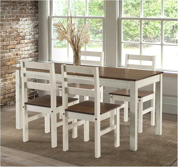HomeStock Island Oasis Dining Table in Distressed White