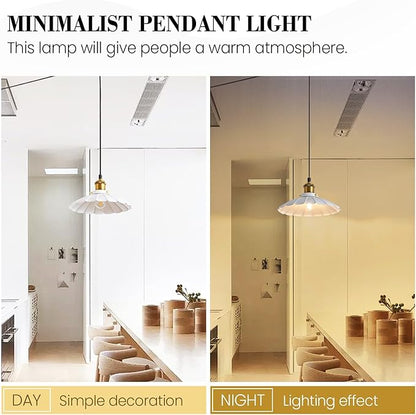 Plug in Pendant Light Industrial 9.8 Inch White Lampshade Kitchen Island On/Off Switch Hanging Lamp Plug in Adjustable 14Ft Cord Hanging Lights for Bedroom and Living Room 2Pack