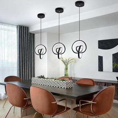 Modern LED Pendant Light Fixtures 6000K Pendant Lights Kitchen Island Lighting Adjustable Height Black Hanging Lamp for Dining Room Bedroom Living Room (1 Pack)