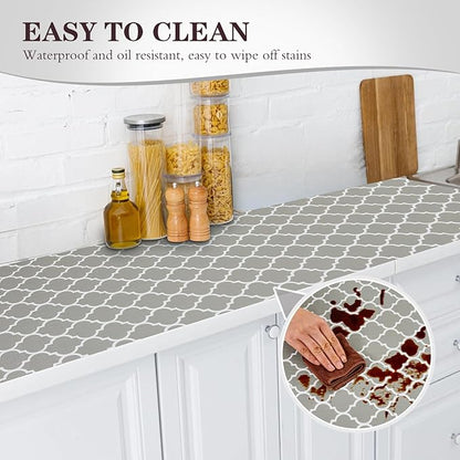 Drawer and Shelf Liner, Non-Slip Kitchen Cabinet Liners Non-Adhesive Thick Strong Grip Waterproof Washable Mats Protect Dresser Shelves Cupboard Bathroom Cabinets, Gray, 24 in X 30 FT