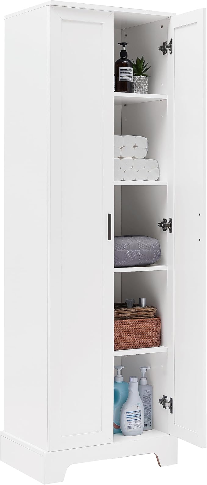 Favfurish 71" Tall Bathroom Storage Cabinet with Doors, Modern Linen Cabinets w/Adjustable Shelves & Anti-Tipping Device, Easy Assembly, Freestanding Organizer for Dining Room,Kitchen,Office,White