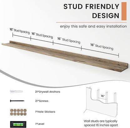 FLYJOE Floating Picture Ledge Shelves for Wall Set of 4, 72 Inch Wall Shelves with Lip Long Large Nursery Book Shelf for Toys Storage Kids Bookshelf Wall Mounted Living Room Bedroom Decor Frames