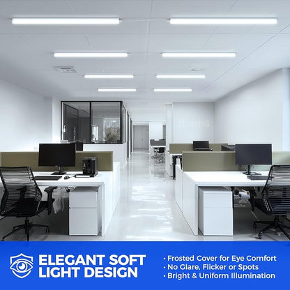 Barrina LED Shop Lights 4FT, 6500K Super Bright White, 45W, 5000LM, Hidden Wiring, Linkable 4FT Light Fixture Cord with ON/Off, Frosted Cover, LED Ceiling Light for Workshop, Garage, Kitchen, 6 Packs