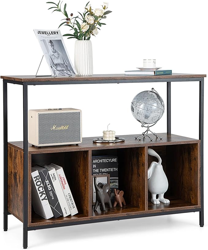 PETSITE Sideboard Buffet Table with Storage Cabinet & Shelves, Industrial Microwave Oven Stand, Coffee Bar Station, Stationary Kitchen Island Cart
