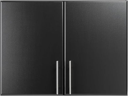 Prepac Elite 32” 2-Door Storage Cabinet, Wall Mounted Laundry, Kitchen & Garage Storage Cabinet with Adjustable Shelf, 32”W x 24”H x 16”D, Black