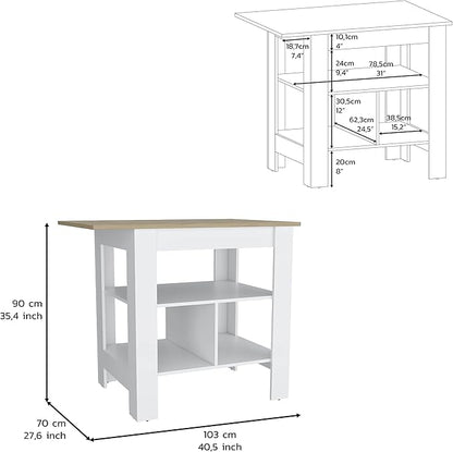 Modern Dining Table Expandable with and Kitchen Island Counter Console Living Room Sturdy Stable Easy Clean Luxury Adjustable,White