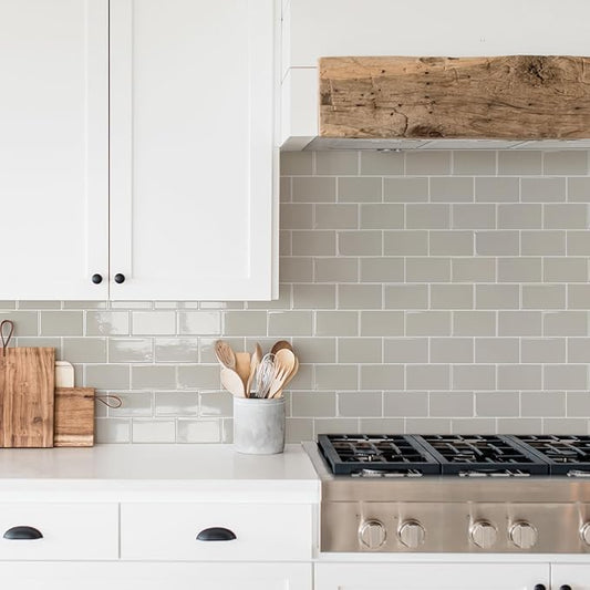 STICKGOO Peel and Stick Backsplash Subway Tiles, 10 Sheets of 12" x 12" - 3D Adhesive Peel and Stick Tile Backsplash for Kitchen, Bathroom, Wall Tile (Thicker Design, Light Gray Beige)